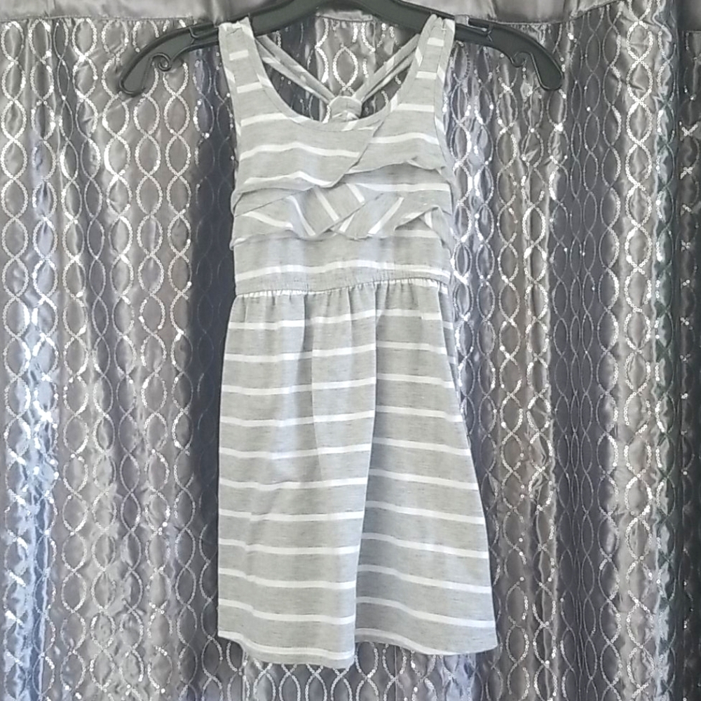 Girls Grey Striped Dress
